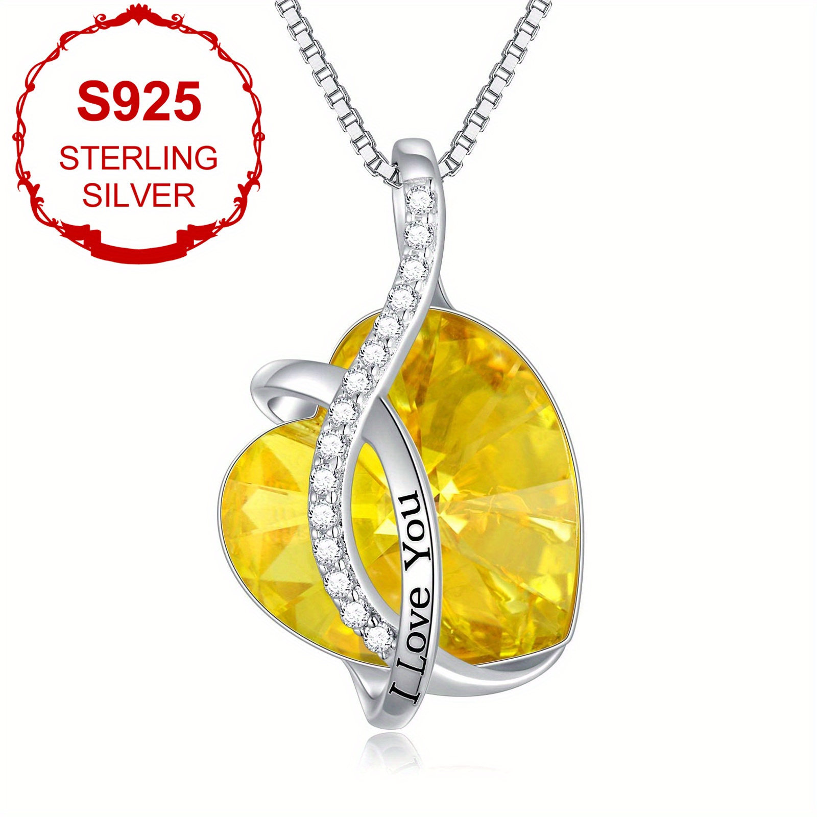 Women's Birthstone Love Necklace — S925 Silver